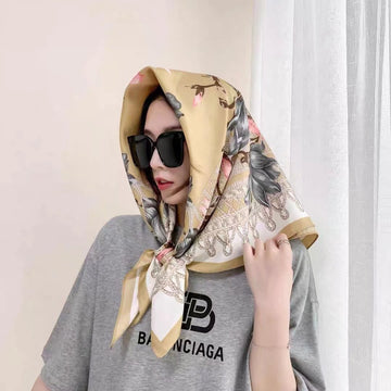 Horse Printed Silky Bandana Scarf for Women, 70*70cm